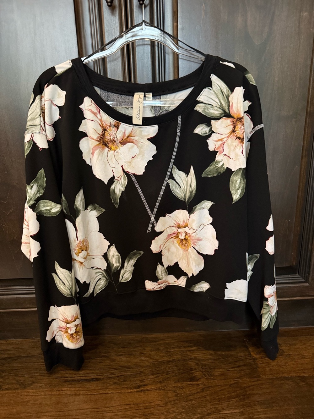Allison Joy Black Sweatshirt with Blush Floral Print